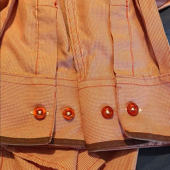 Vibrant Orange Button Down Shirt with Classic Collar - Picture 7 of 9